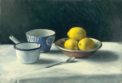 Lemons with blue cups