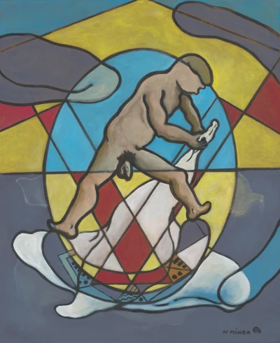 Print de Aluminio de "Print de "Hombre sobre vitral""