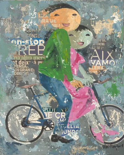 Aluminum print of "Ciclistes"