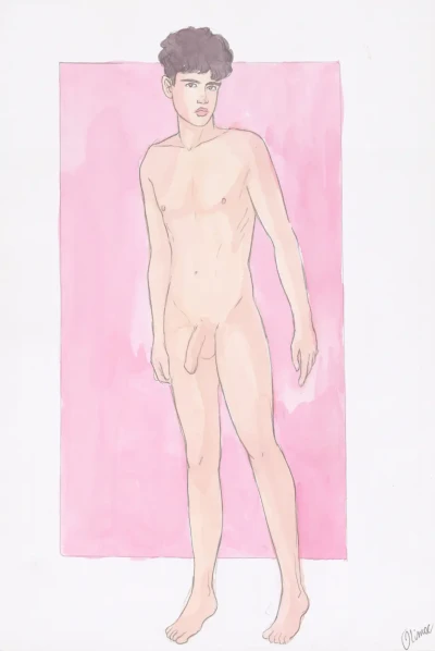 Chico sobre fondo rosa