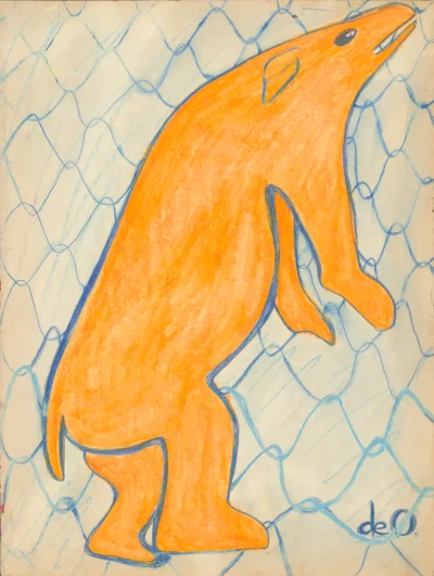 Oso naranja en cercado