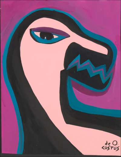 Print de Aluminio de "Print de "Pájaro salmón y negro sobre rosa""