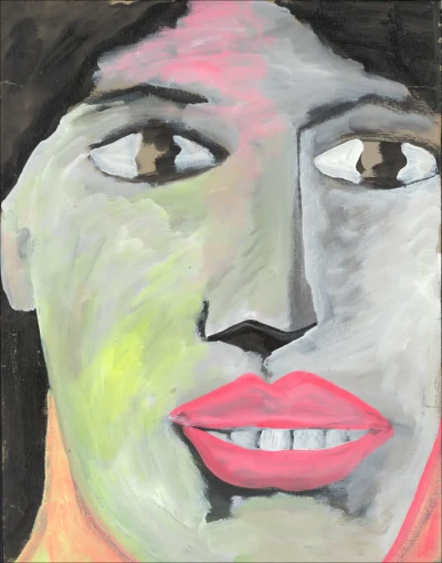 Retrato con labios rosas