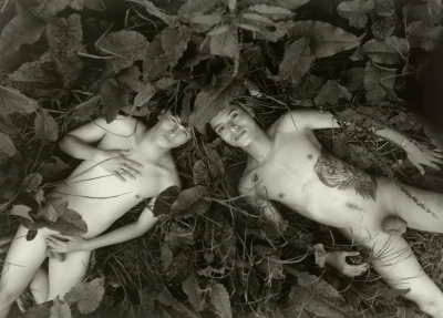 Stiven and Juan David in a Bed of Leaves