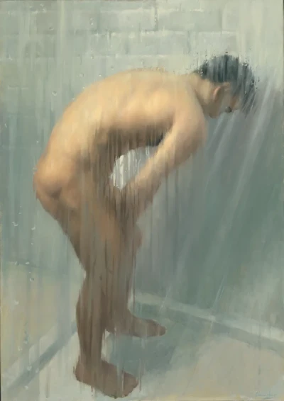 Xesco in the shower